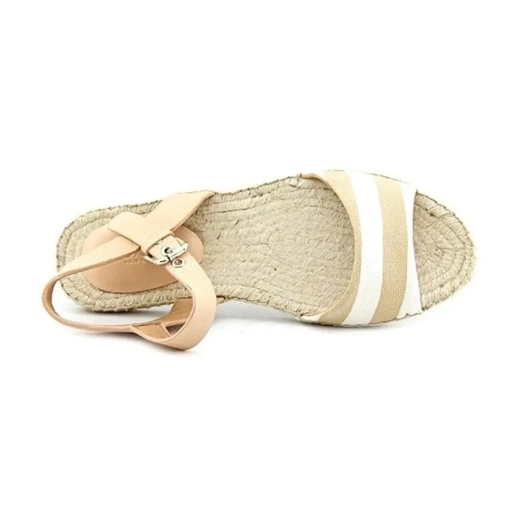 Coach Rena Bleeker Cabana Khaki White Striped Espadrille Sandal‎ Size 7 vintage
